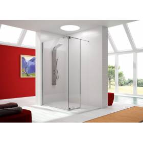 Mampara de ducha Kassandra frontal con puerta abatible cristal transparente modelo Fresh
