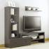 Mueble de salón con vitrina estante y mesa de televisión