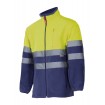 Chaqueta bicolor reflectante amarilla y azul eléctrico