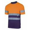 Camiseta bicolor manga corta reflectante naranja y azul Velilla