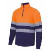 Sudadera bicolor con cremallera reflectante naranja y azul Velilla