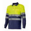 Polo bicolor manga larga reflectante amarillo y azul marino