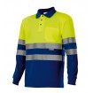 Polo bicolor manga larga reflectante amarillo y azul eléctrico Velilla