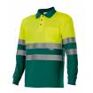 Polo bicolor manga larga reflectante amarillo y verde Velilla