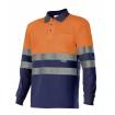 Polo bicolor manga larga reflectante naranja y azul eléctrico velilla