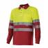 Polo bicolor manga larga reflectante amarillo y rojo Velilla