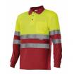 Polo bicolor manga larga reflectante amarillo y rojo Velilla