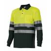 Polo bicolor manga larga reflectante amarillo y negro Velilla