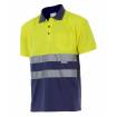 Polo bicolor manga corta reflectante amarillo y azul marino Velilla