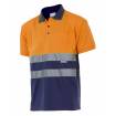 Polo bicolor manga corta reflectante naranja y azul marino Velilla