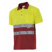 Polo bicolor manga corta reflectante amarillo y rojo Velilla