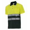 Polo bicolor manga corta reflectante verde y amarillo Velilla
