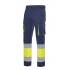 Pantalón elástico bicolor multibolsillos reflectante amarillo y azul marino