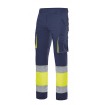 Pantalón elástico bicolor multibolsillos reflectante amarillo y azul marino