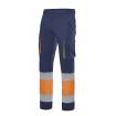 Pantalón bicolor elástico multibolsillos naranja y azul marino