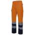 Pantalón bicolor multibolsillos  reflectante naranja y azul Velilla