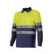 Polo bicolor manga larga reflectante amarillo y azul Velilla