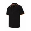 Polo bicolor con raya de manga corta negro y naranja Velilla