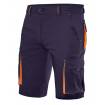 Pantalón corto elástico bicolor multibolsillos azul y naranja Velilla
