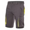 Pantalón corto elástico bicolor multibolsillos gris y amarillo Velilla