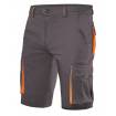 Pantalón corto elástico bicolor multibolsillos gris y naranja Velilla