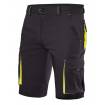 Pantalón corto elástico bicolor multibolsillos negro y amarillo Velilla