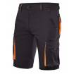 Pantalón corto elástico bicolor multibolsillos negro y naranja Velilla