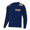 Jersey reforzado de punto cuello redondo azul y camel Velilla