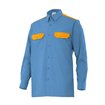 Camisa de manga larga azul claro y naranja flúor Velilla