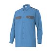 Camisa de manga larga azul claro y gris