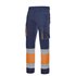 Pantalón elástico y reflectante con forro de algodón azul marino y naranja fosforito Velilla