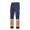Pantalón elástico y reflectante con forro de algodón azul marino y naranja fosforito Velilla