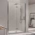Mampara de ducha Kassandra frontal puerta plegable cristal transparente modelo Nardi