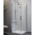 Kassandra Mampara Ducha Angular Nardi transparente 2 puertas abatibles perfil plata alto brillo