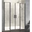 Kassandra Mampara Ducha Frontal Nardi transparente 2 fijos + 2 puertas abatibles con perfil negro