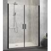 Kassandra Mampara Ducha Frontal Nardi transparente 2 puertas abatibles con perfil negro